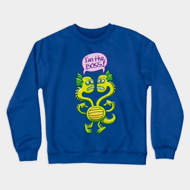 Two-headed alien struggling to define which head is the boss Crewneck Sweatshirt by zooco